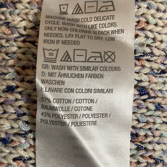 Naturals D & Co Speckled Yarn V Neck Hi low Hem XS Oversized - Picture 5 of 7